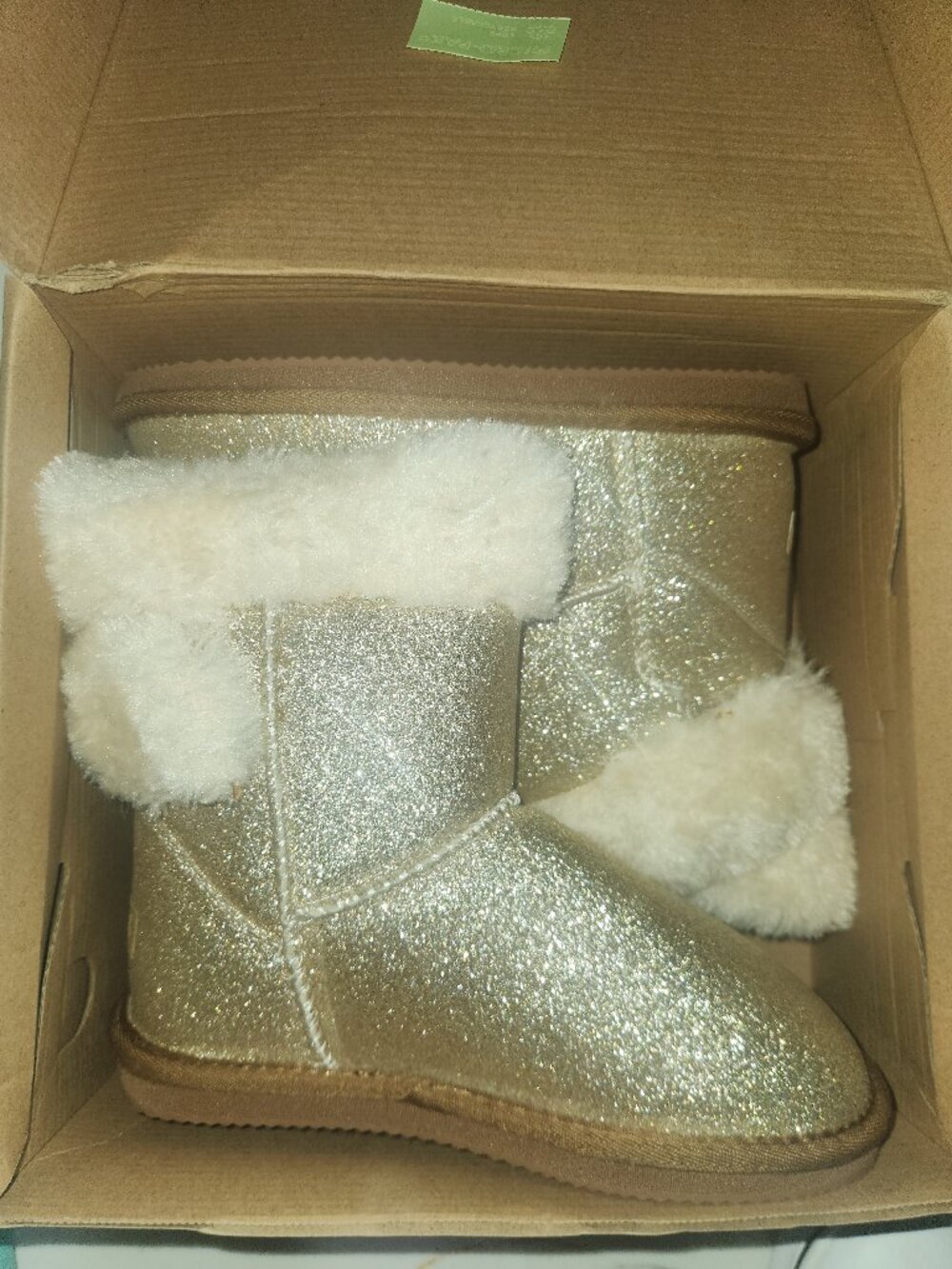 Apres by Lamo Kids Wrap Gold Glitter Boots Size 4Y EU 34 Faux Fur Winter Boot